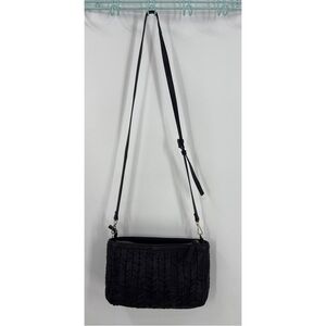 Anthropologie, black leather woven Crossbody purse